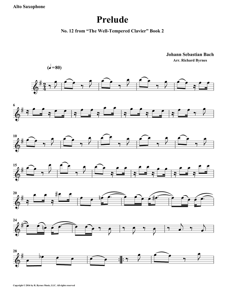 Prelude 12 from Well-Tempered Clavier, Book 2 (Saxophone Quartet) Saxophone Quartet scores gallery preview page 6