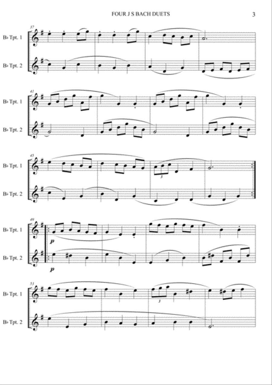 Trumpet duets - 4 duets from Bach's 'Little notebook'. Brass Duet scores gallery preview page 4