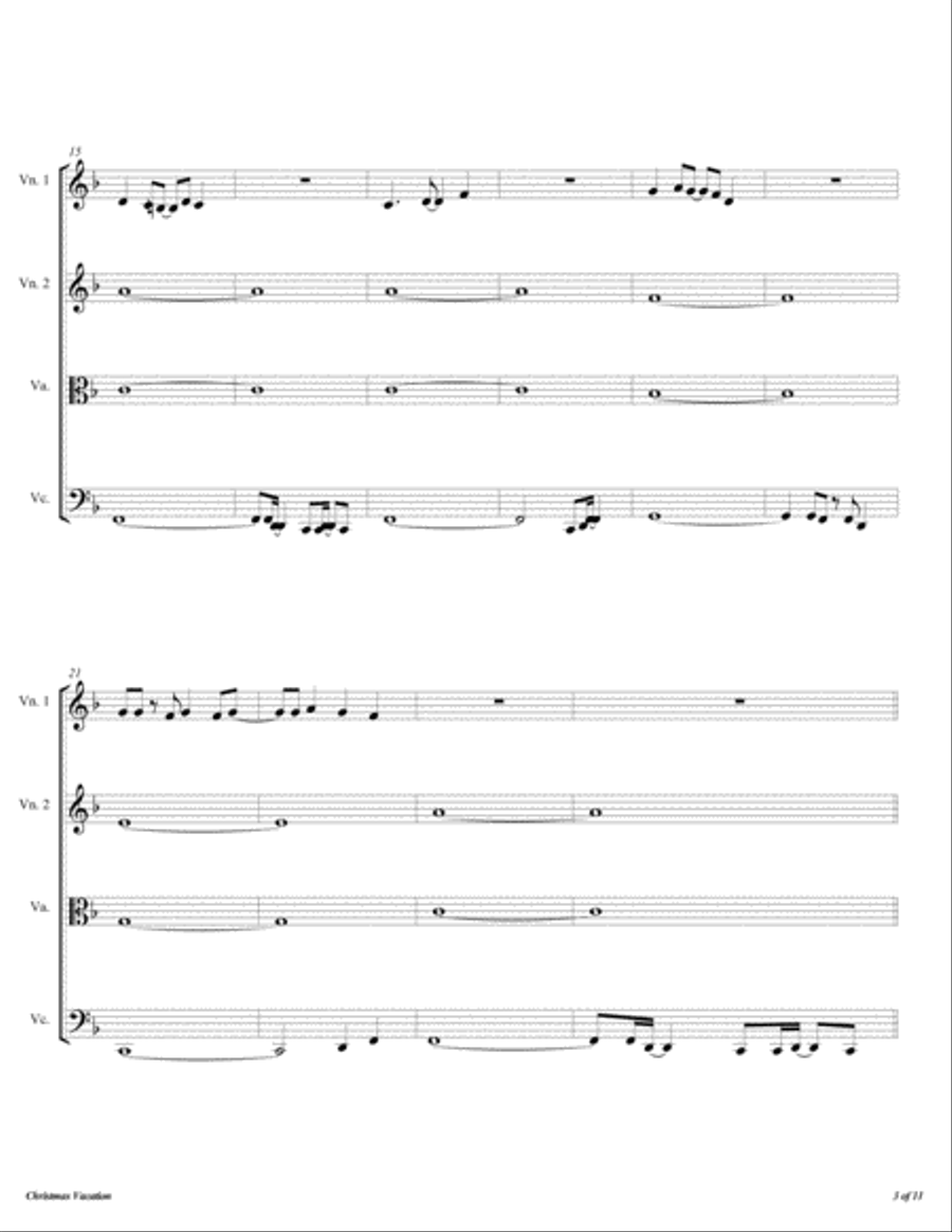 Christmas Vacation String Quartet scores gallery preview page 4
