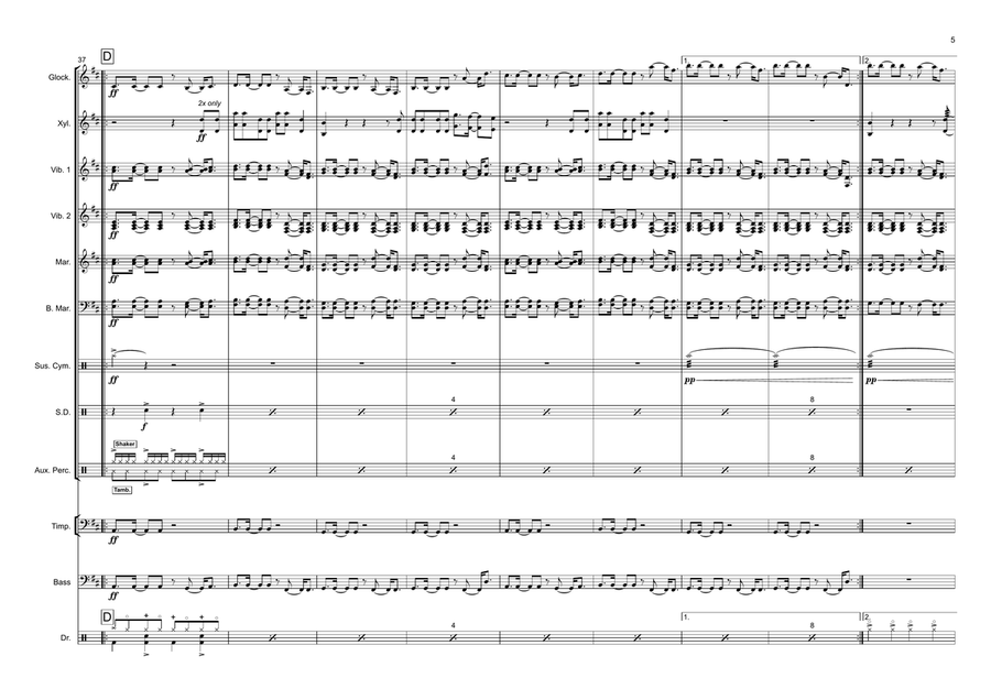 Don't You Worry Child Percussion Ensemble scores gallery preview page 5