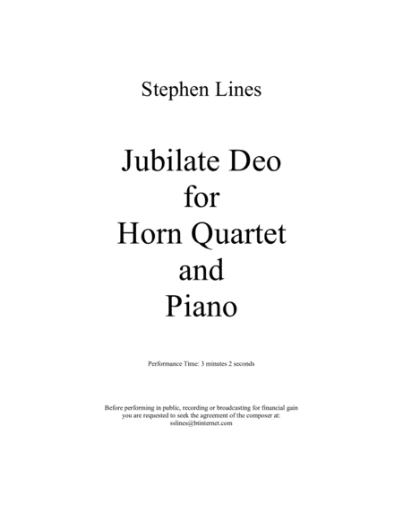 Jubilate Deo for Horn Quartet and Piano image number null