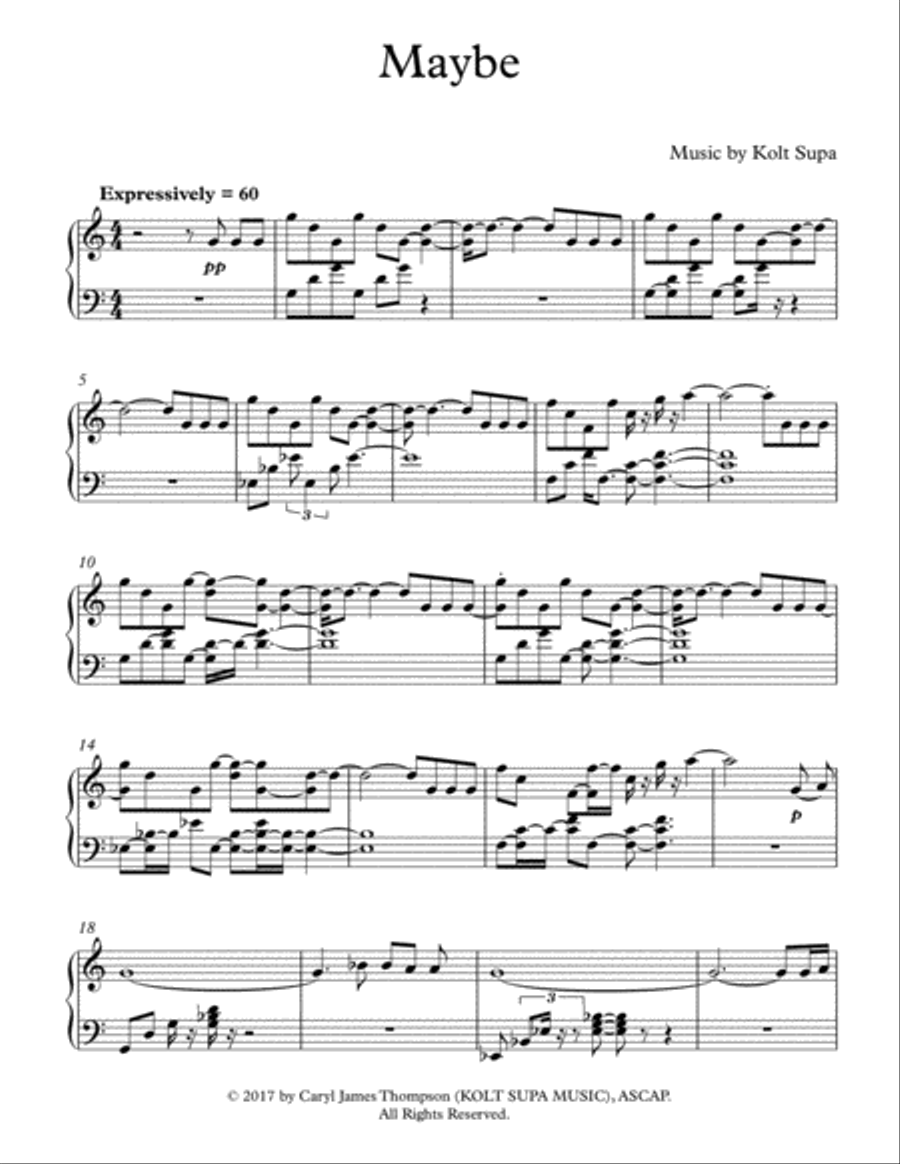 Maybe Piano Solo scores gallery preview page 1