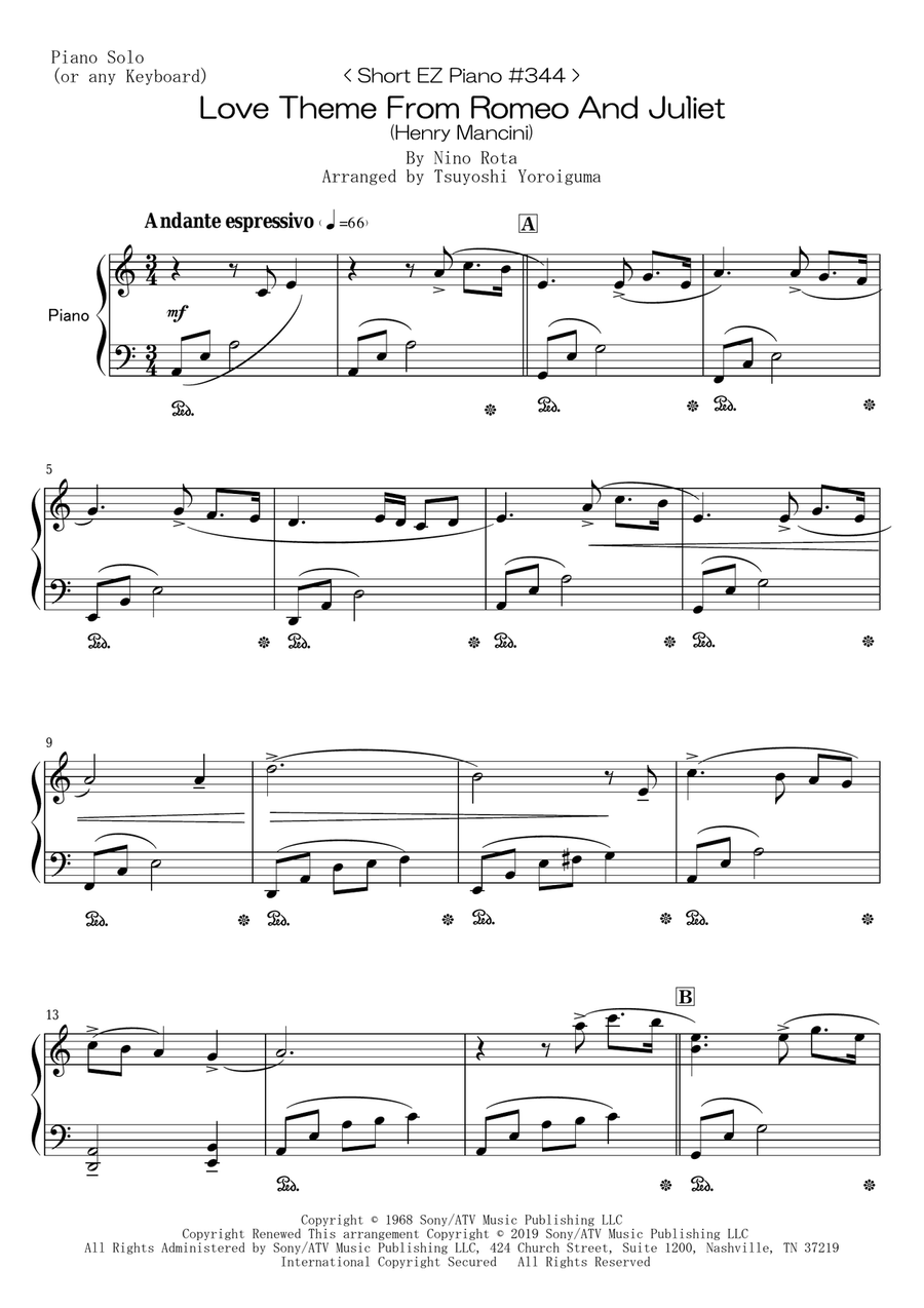 Romeo And Juliet (love Theme) Easy Piano scores gallery preview page 1