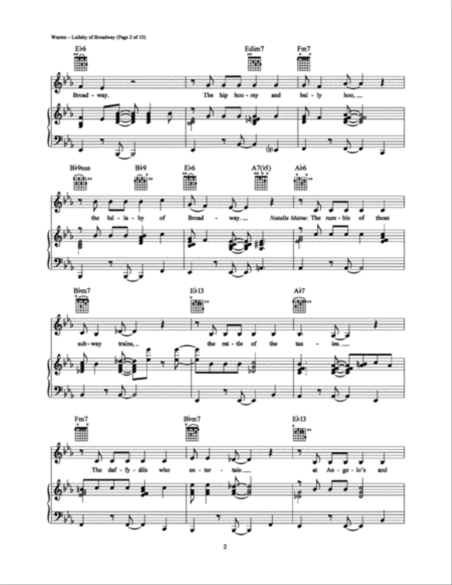 Lullaby of Broadway Lullaby of Broadway Piano, Vocal, Guitar scores gallery preview page 2