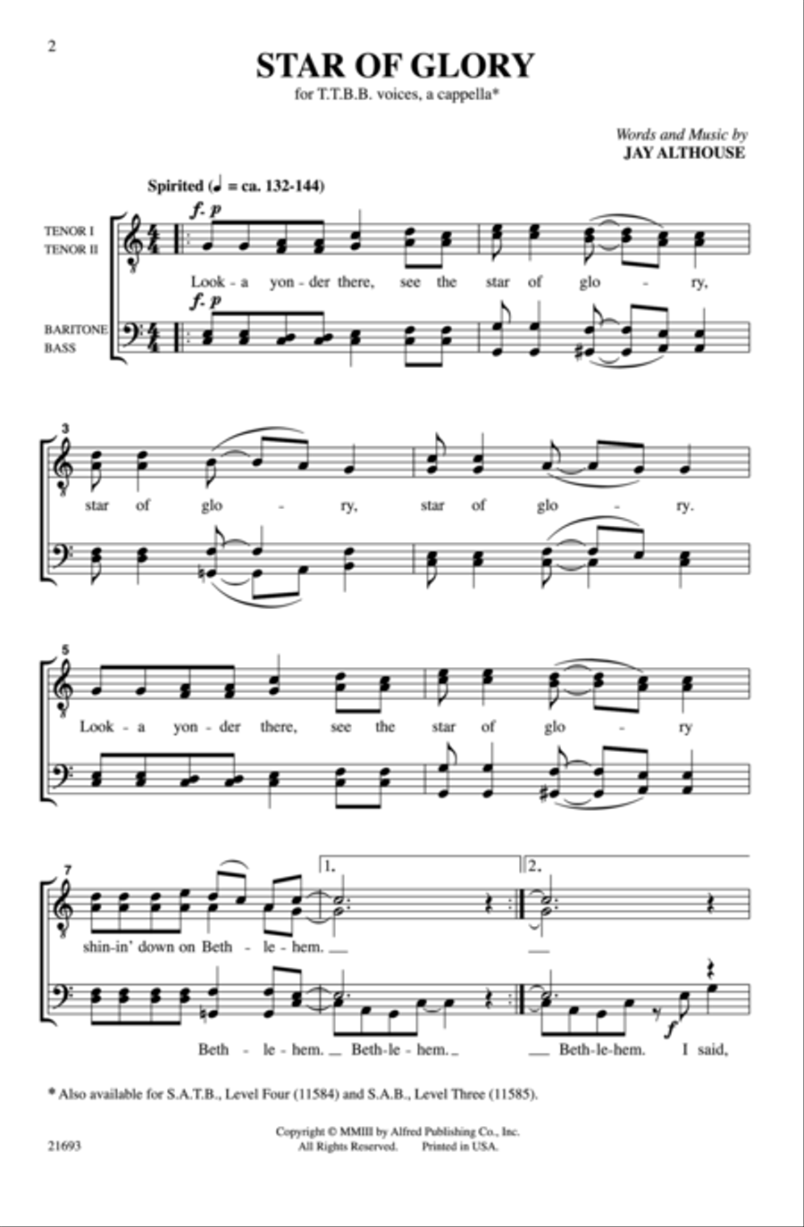 Star of Glory Star of Glory Men's Choir scores gallery preview page 2