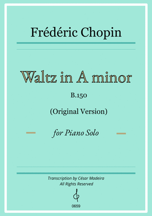 Book cover for Waltz in A minor by Chopin - Piano Solo (Original Version)