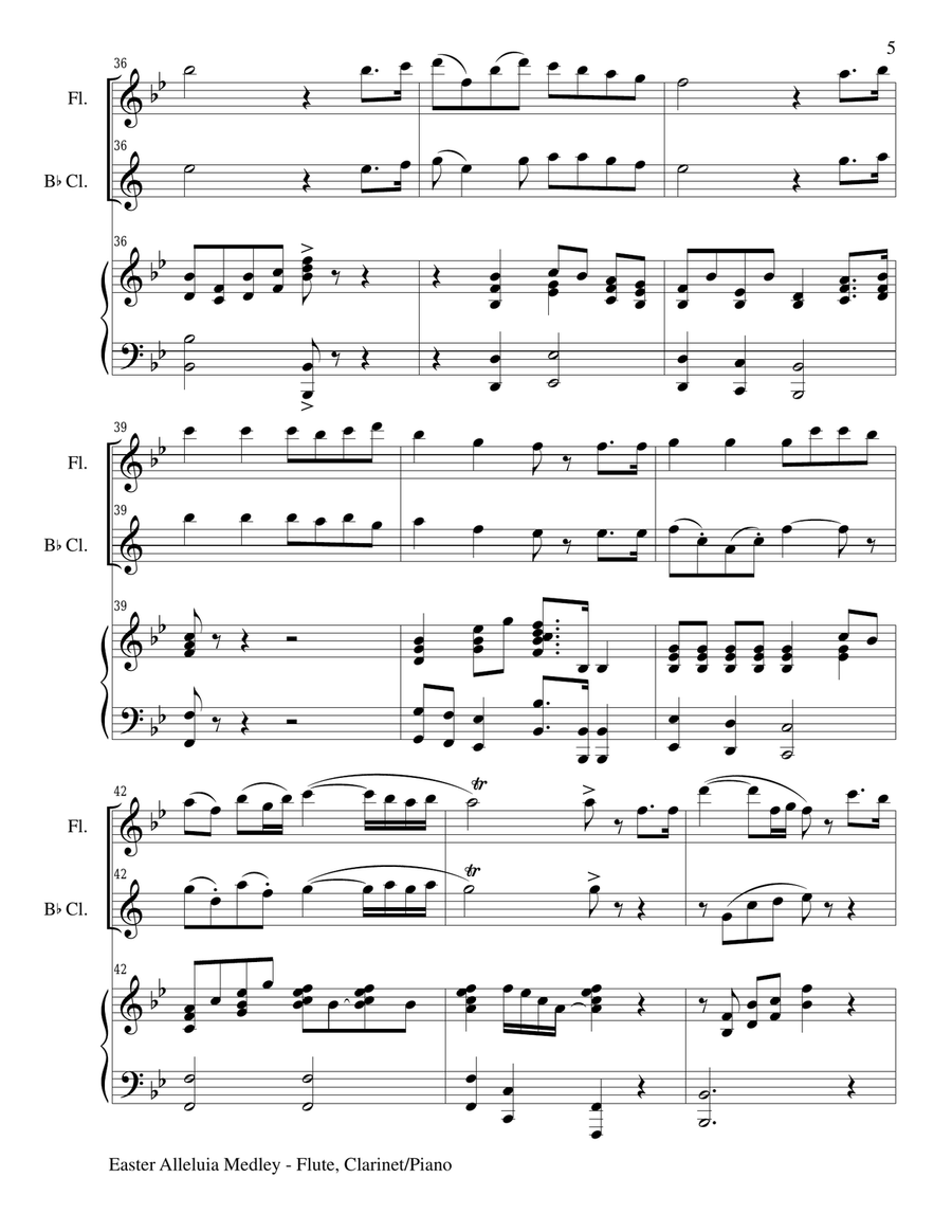 EASTER ALLELUIA MEDLEY (Trio – Flute, Bb Clarinet/Piano) Score and Parts image number null