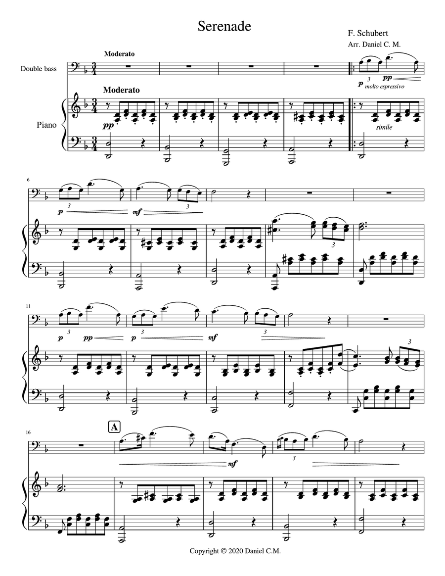 韓国ブランド通販サイト Serenade (double bass and piano) by Franz Schubert - Double ピアノ曲