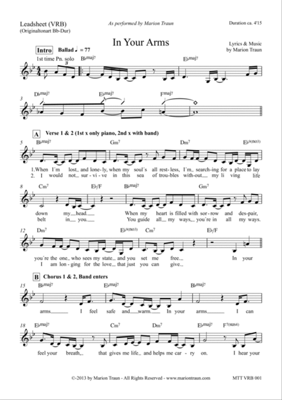 In Your Arms Piano scores gallery preview page 2