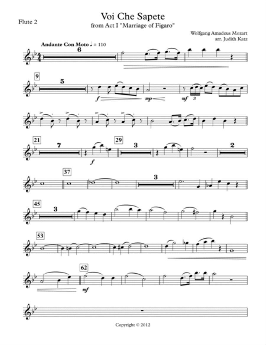 Voi Che Sapete - Parts Large Ensemble scores gallery preview page 3