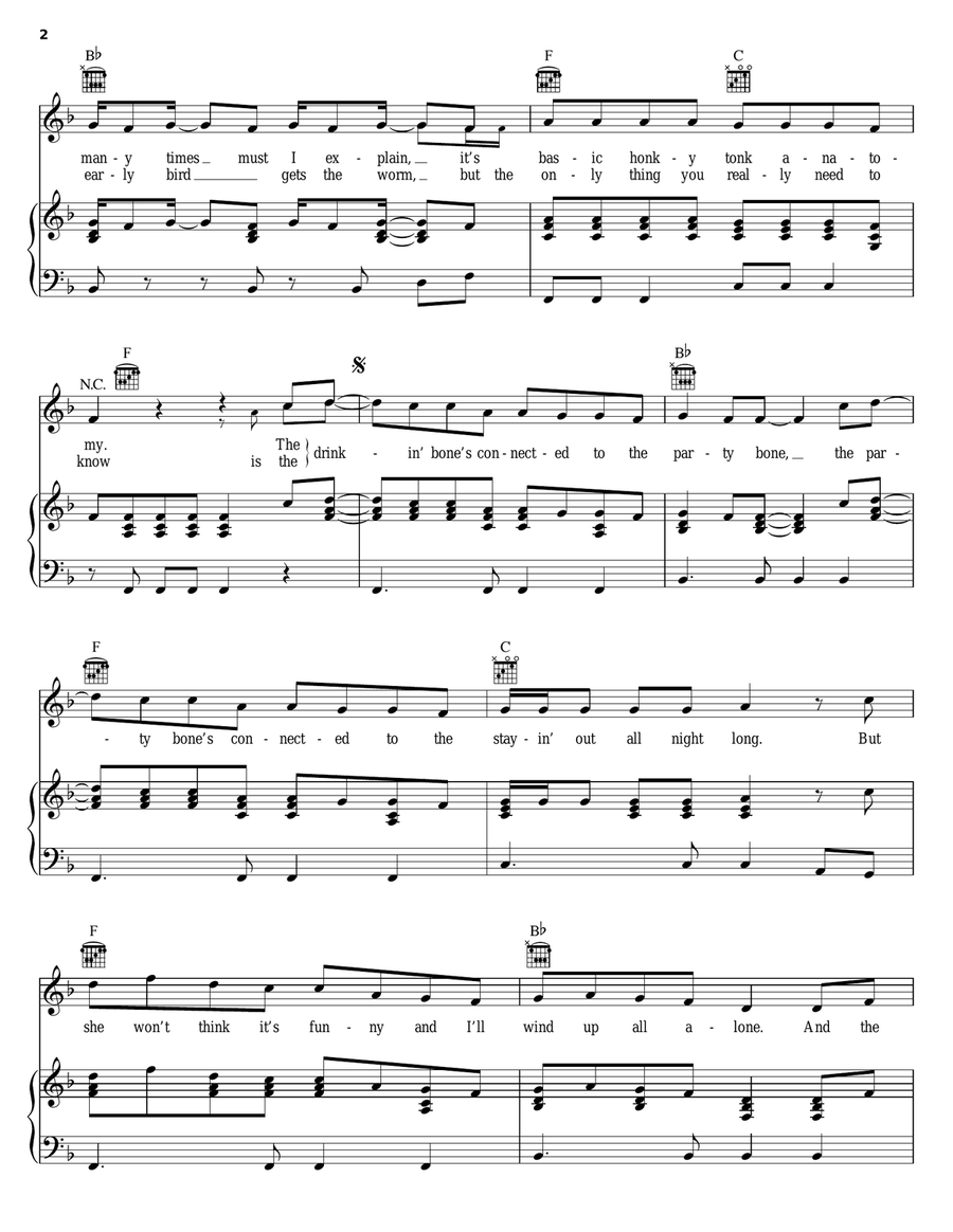 Drinkin' Bone Piano, Vocal, Guitar scores gallery preview page 2