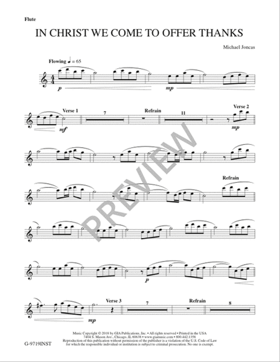 In Christ We Come to Offer Thanks - Instrument edition In Christ We Come to Offer Thanks - Instrument edition Flute scores gallery preview page 2