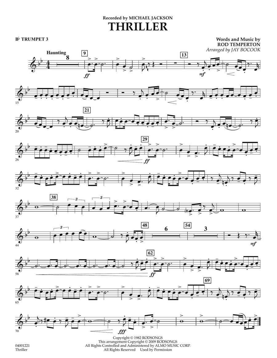 Thriller - Bb Trumpet 3 Thriller - Bb Trumpet 3 Concert Band scores gallery preview page 1
