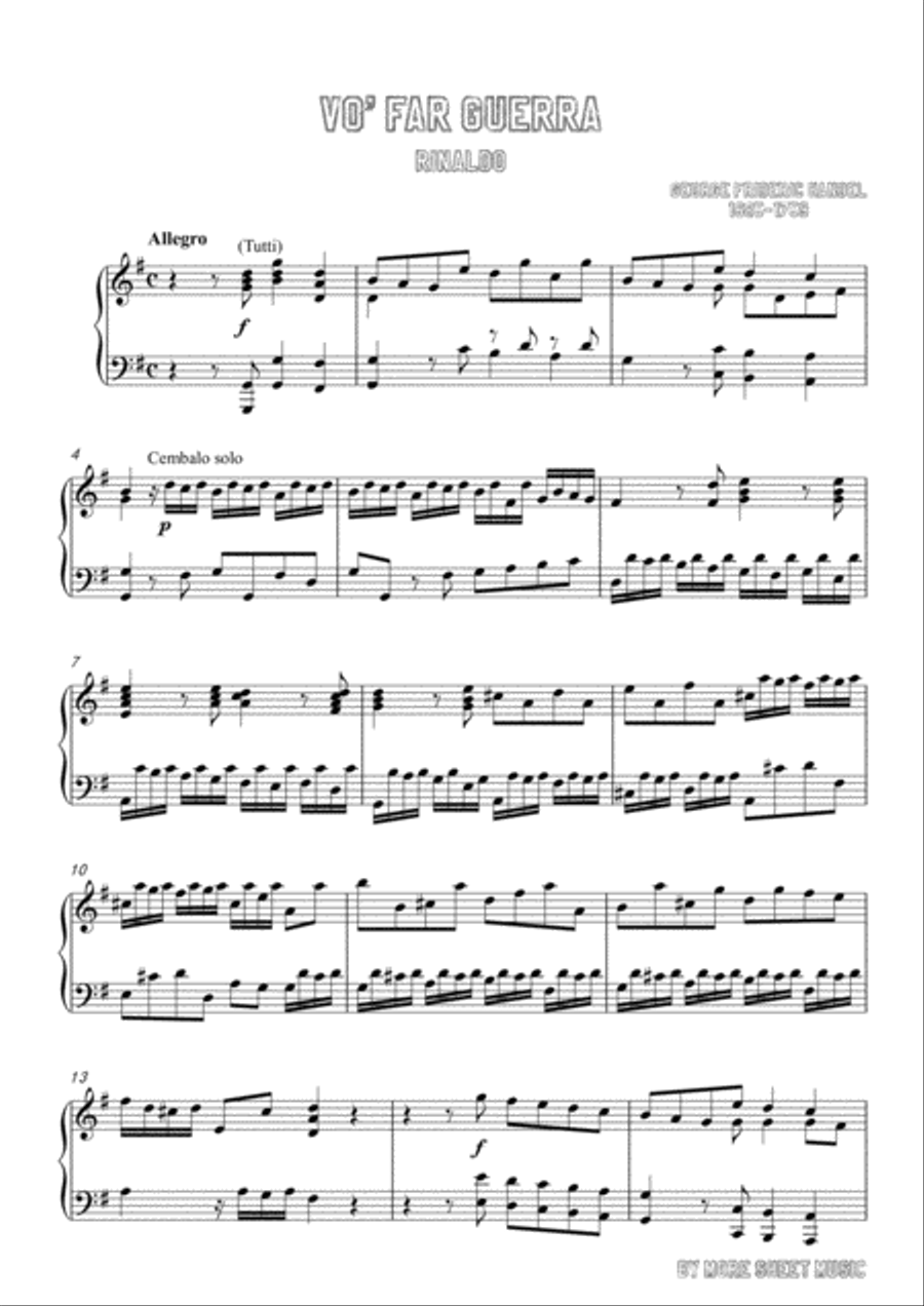 Handel-Vo' far guerra in G Major,for Voice and Piano Voice Solo scores gallery preview page 3