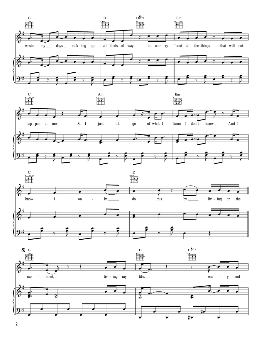 Living In The Moment Piano, Vocal, Guitar scores gallery preview page 2