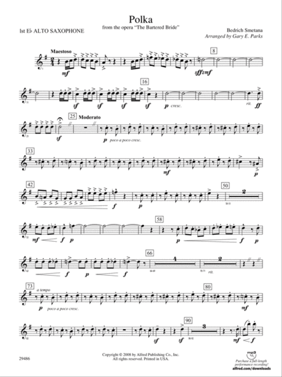 Polka from The Bartered Bride: E-flat Alto Saxophone Concert Band scores gallery preview page 1