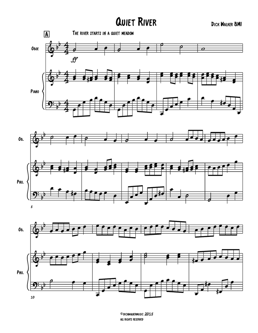 Quiet River for Oboe and Piano Piano Accompaniment scores gallery preview page 1