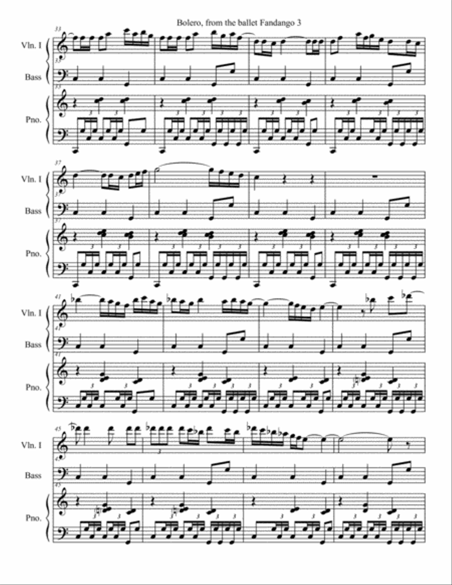 Boléro from the ballet Fandango, M.81 Double Bass scores gallery preview page 3