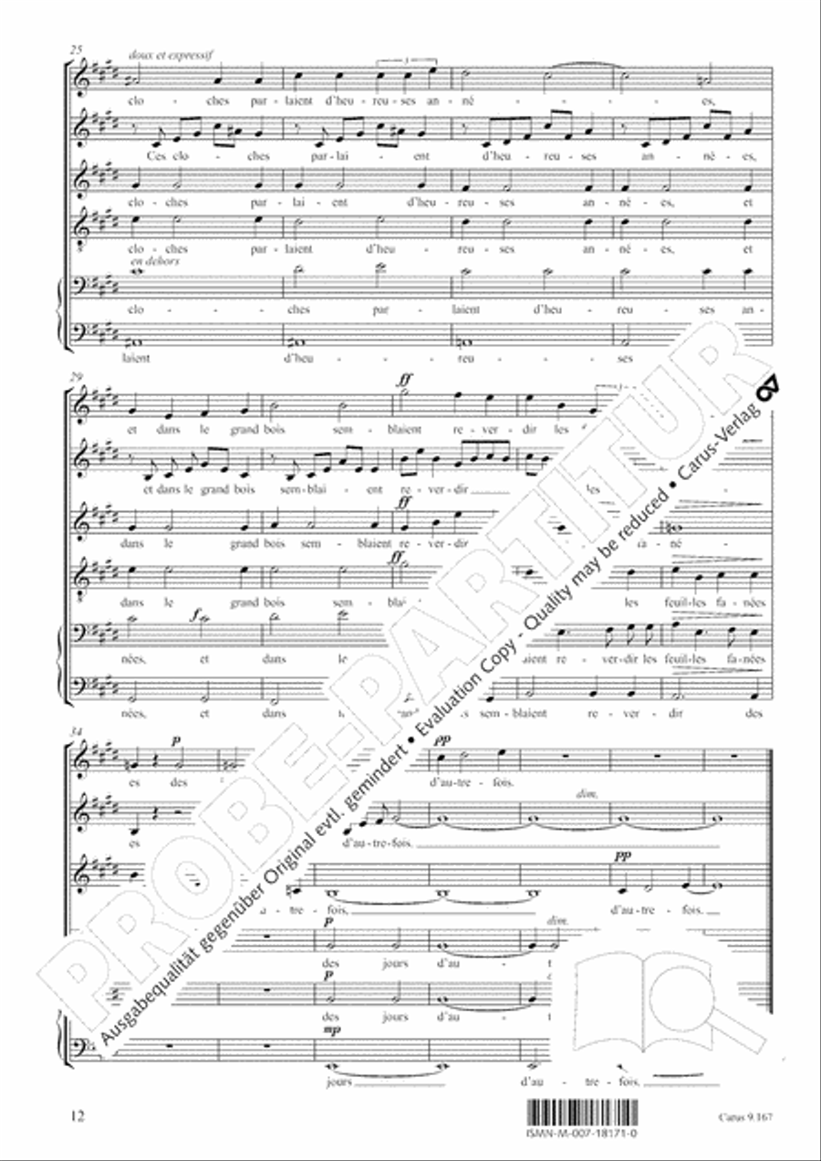 Debussy/ Gottwald: Deux Melodies d'apres des textes de Paul Bourget transcribed for 6 voices Choir scores gallery preview page 13