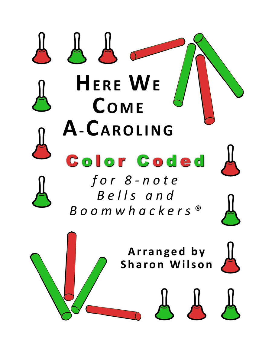 Here We Come A-Caroling for 8-note Bells and Boomwhackers (with Color Coded Notes) image number null