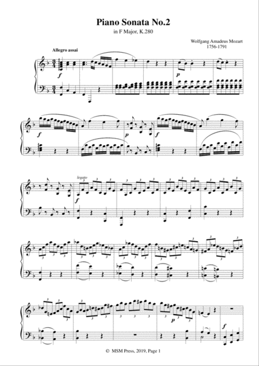 Mozart-Piano Sonata No.2 in F Major,K.280 Piano Solo scores gallery preview page 3