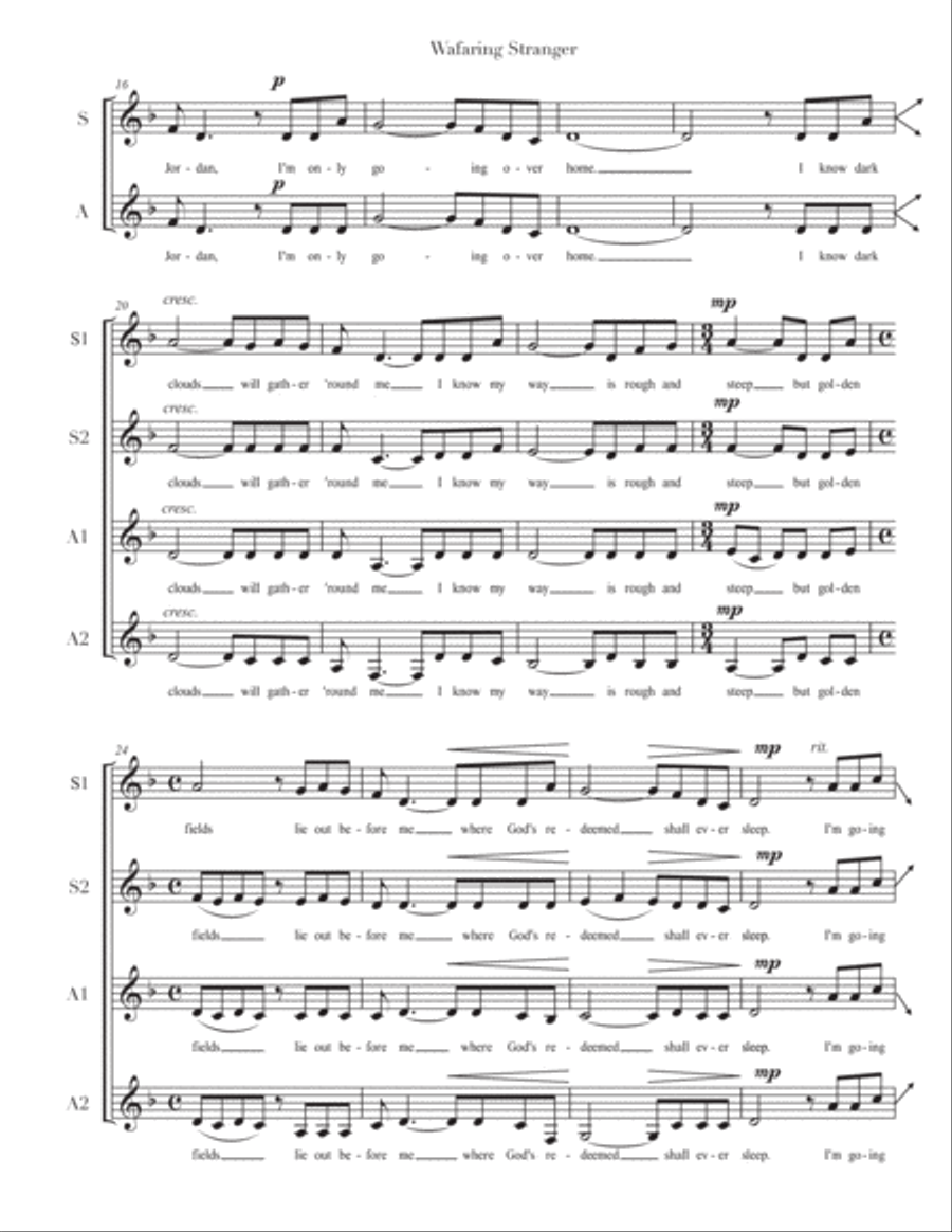 Wayfaring Stranger ( s s a a ) SSAA scores gallery preview page 3