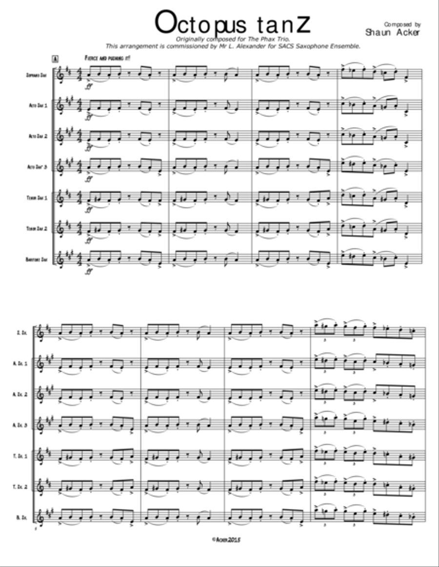 Octopus Tanz (Saxophone Septet) Woodwind Ensemble scores gallery preview page 1