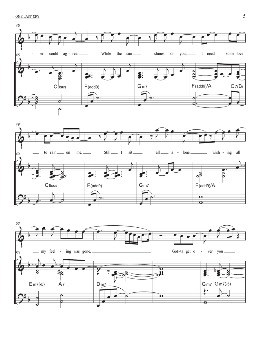 One Last Cry One Last Cry Piano, Vocal scores gallery preview page 5