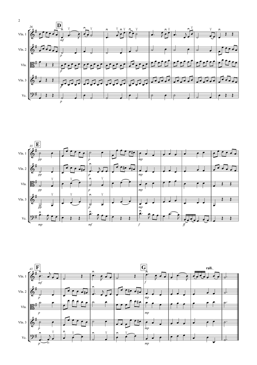 Adagio from Mozart's Clarinet Concerto for String Quartet String Quartet scores gallery preview page 2