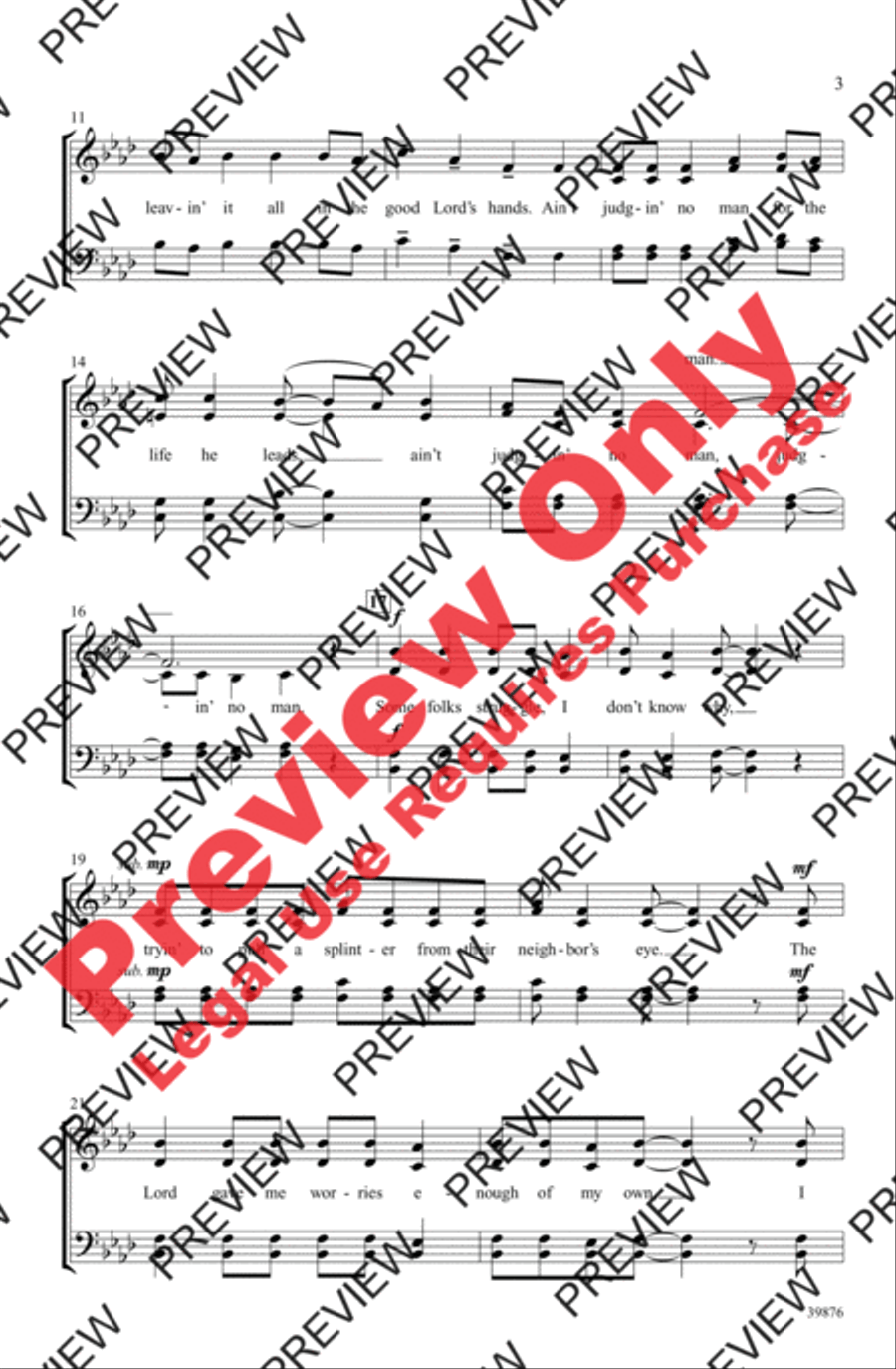 Ain't Judgin' No Man 4-Part scores gallery preview page 3