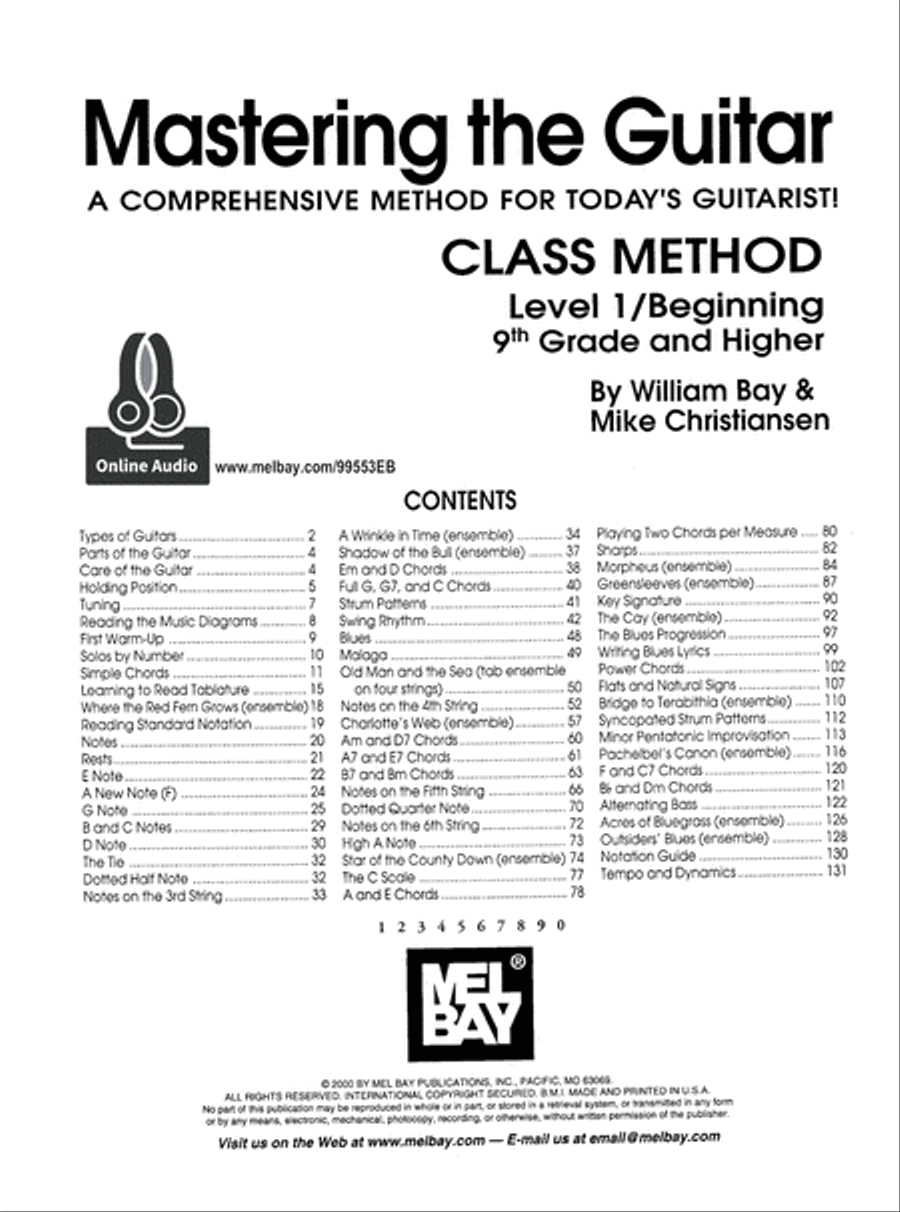 Mastering the Guitar Class Method 9th Grade & Higher