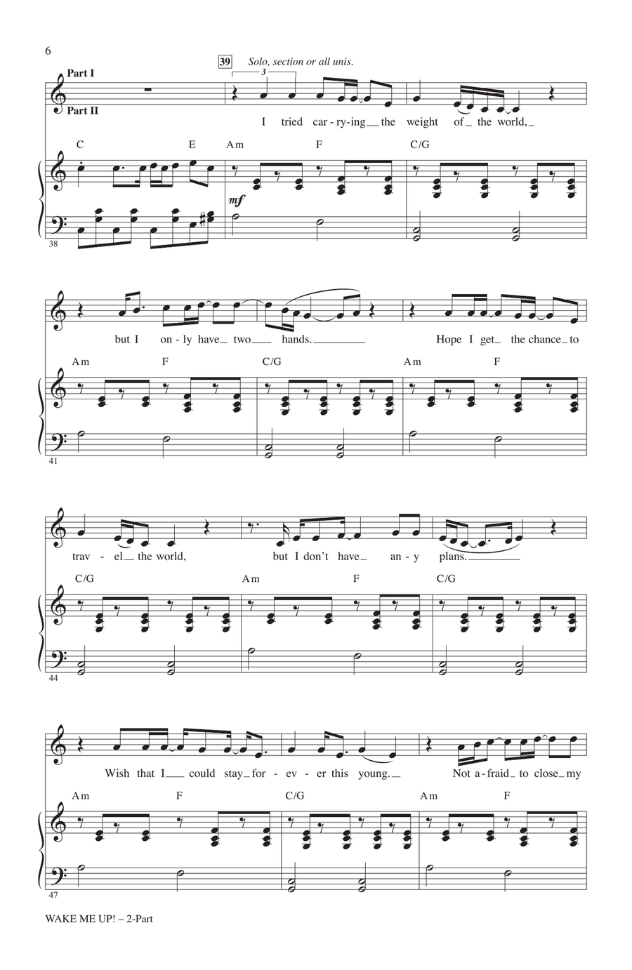 Wake Me Up! 2-Part scores gallery preview page 5