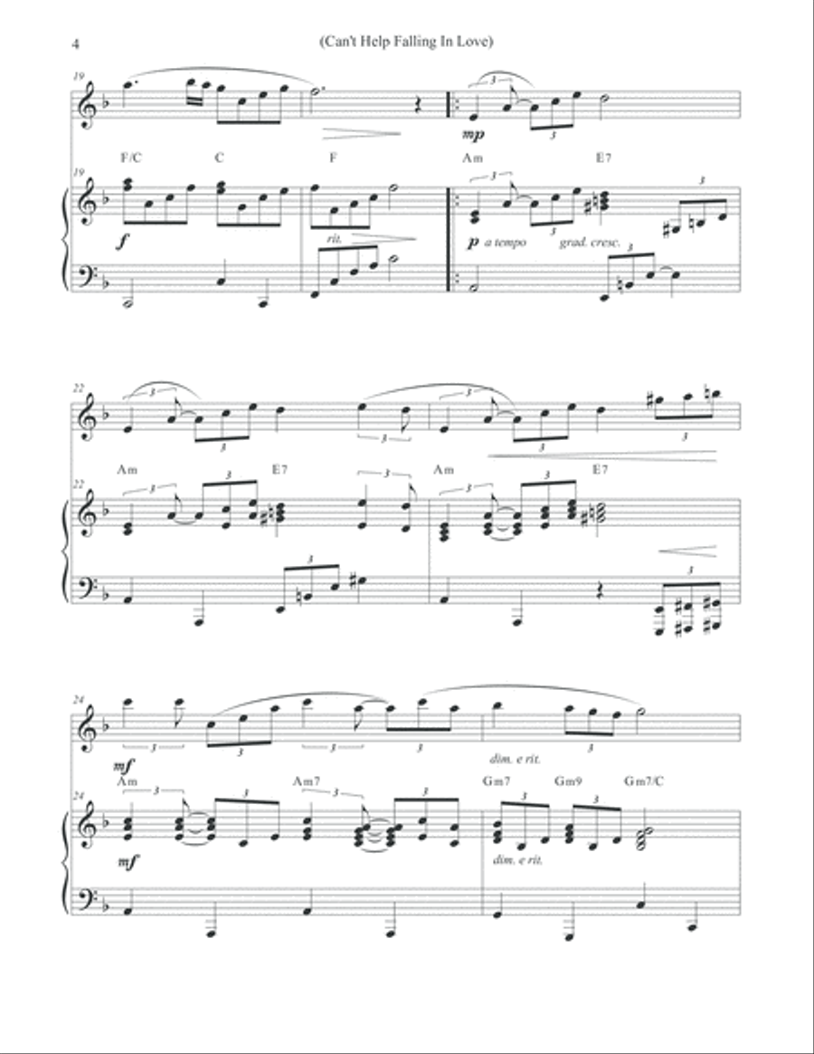 Can't Help Falling In Love Flute Solo scores gallery preview page 4