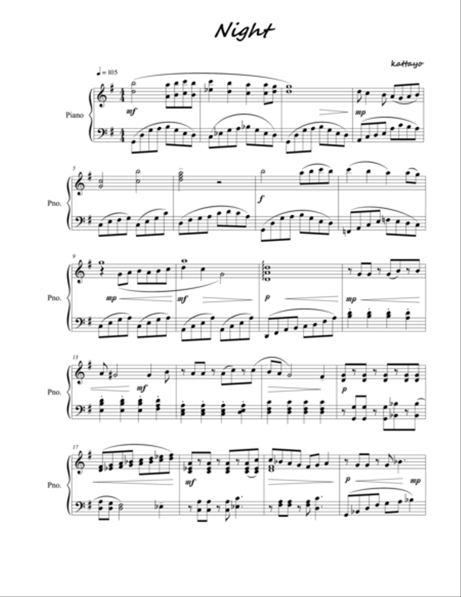 NIGHT NIGHT Piano Solo scores gallery preview page 2