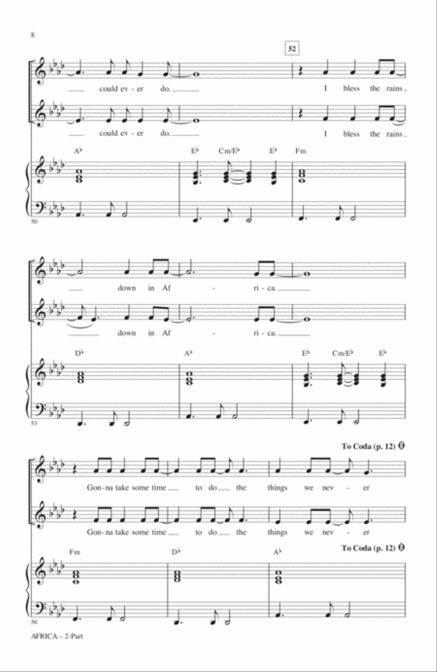 Africa (arr. Audrey Snyder) 2-Part scores gallery preview page 6