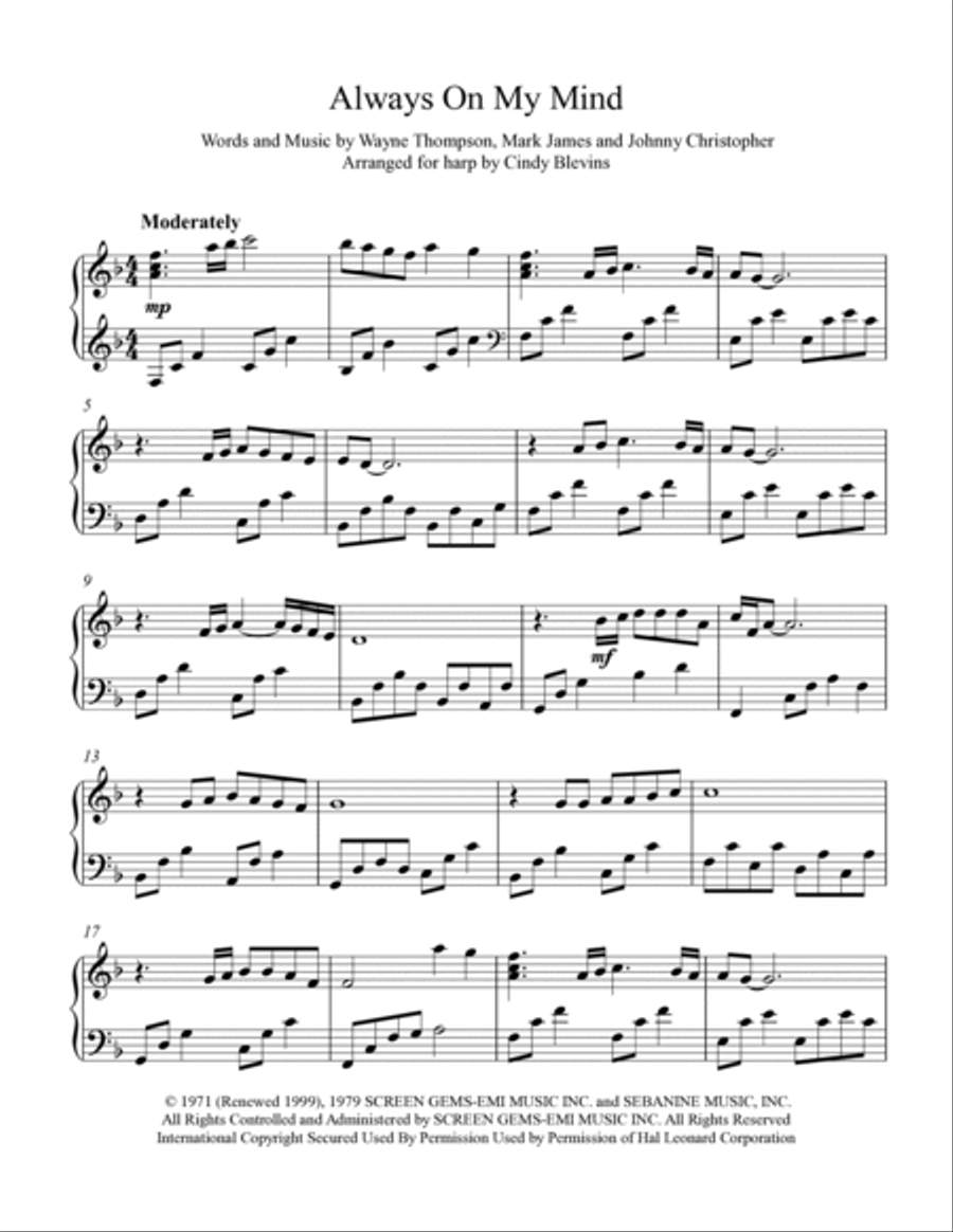 Always On My Mind Harp scores gallery preview page 2