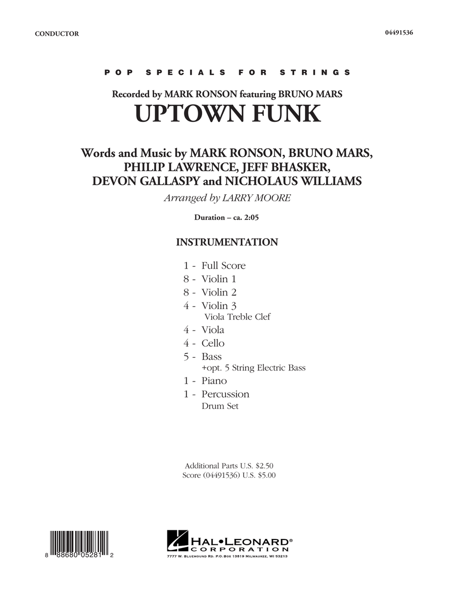 Uptown Funk - Conductor Score (Full Score) String Orchestra scores gallery preview page 1