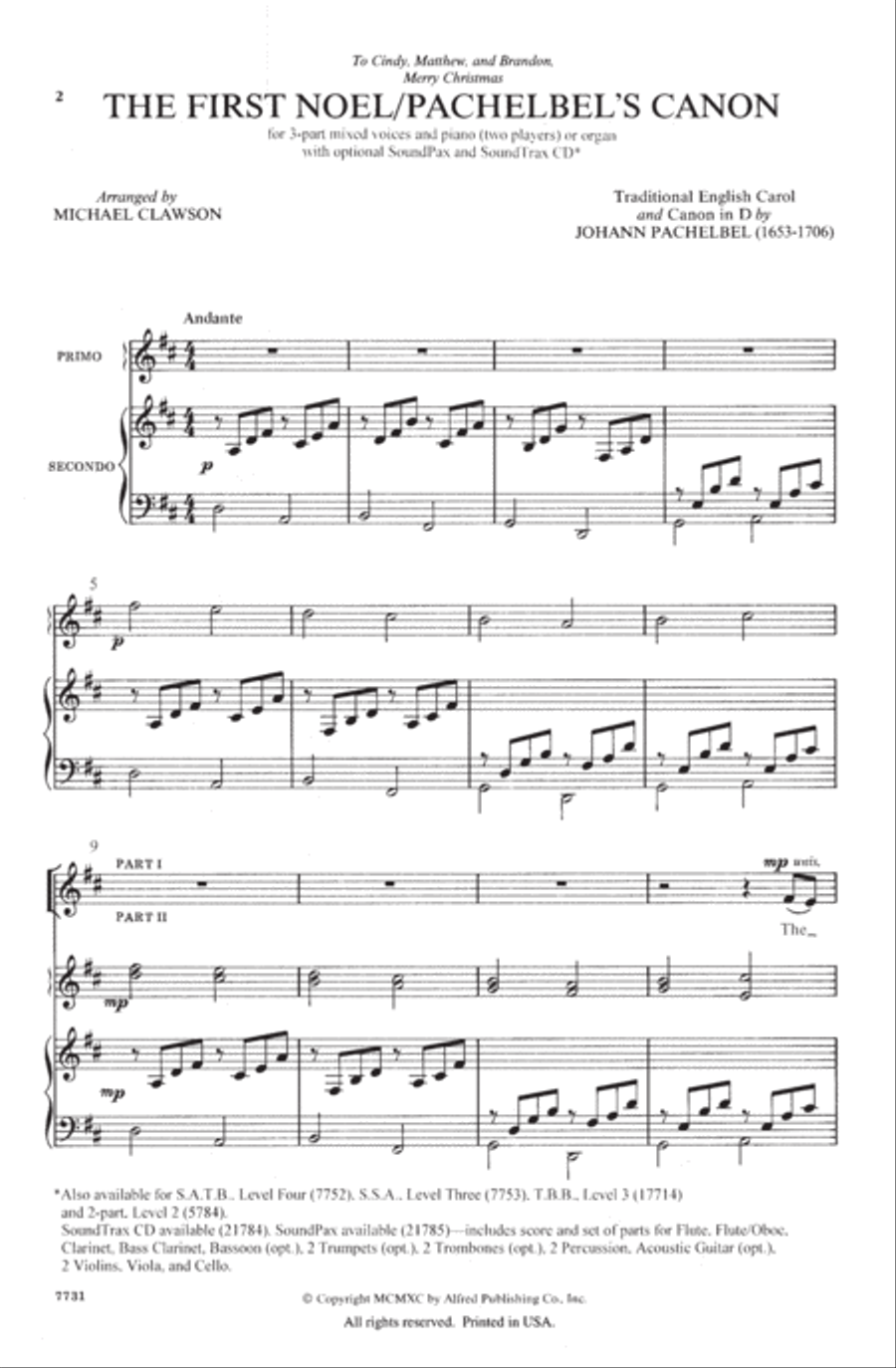 The First Noel / Pachelbel's Canon 3-Part scores gallery preview page 2