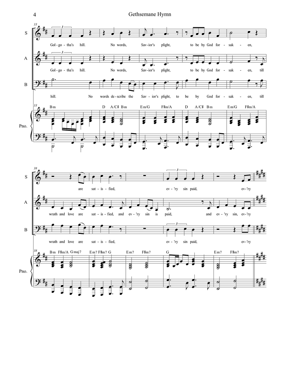 Gethsemane Hymn 3-Part scores gallery preview page 4