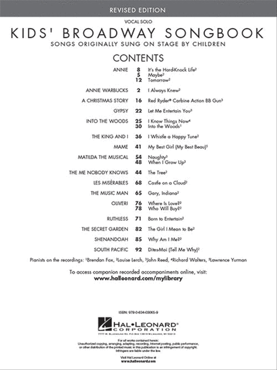 Kids' Broadway Songbook – Revised Edition Voice scores gallery preview page 2