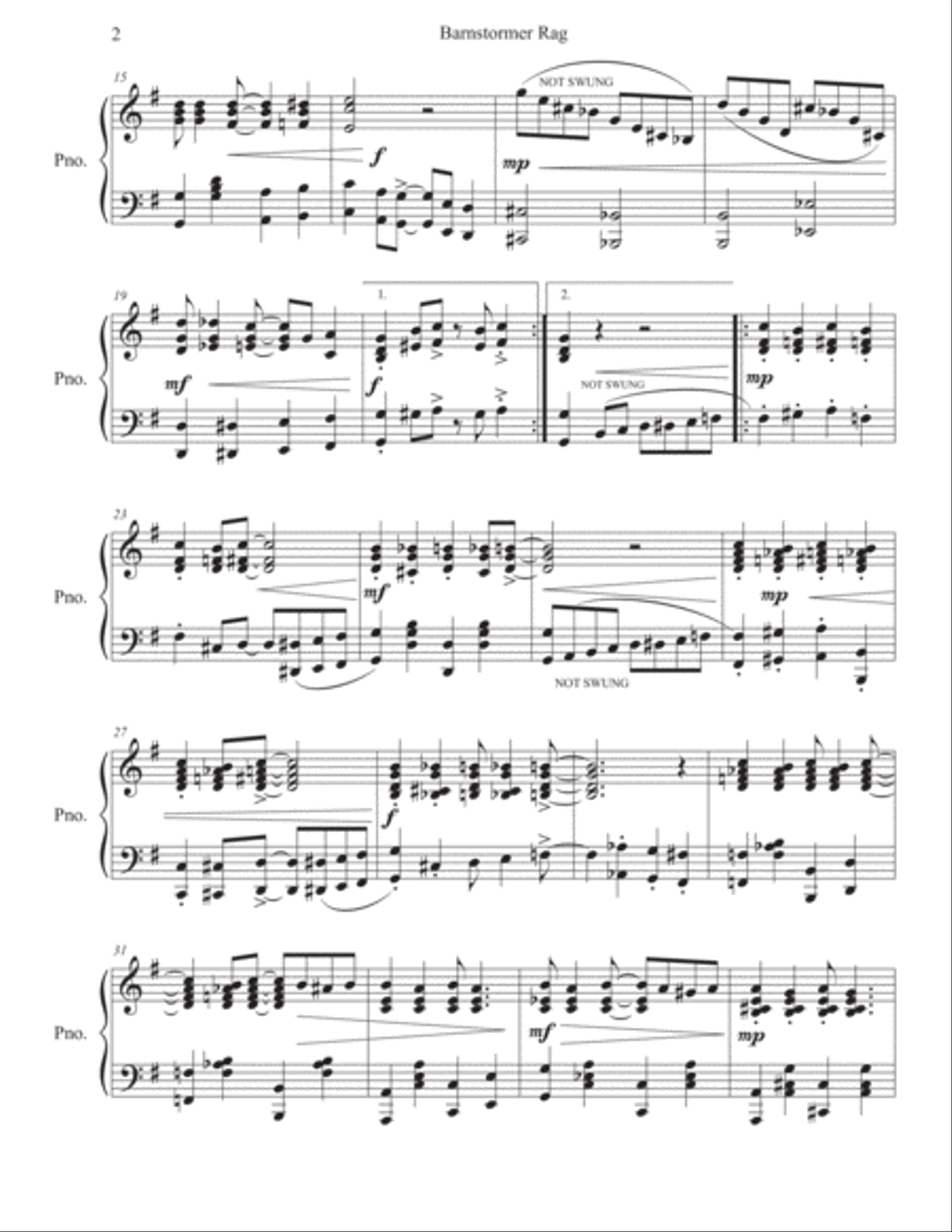Barnstormer Rag Barnstormer Rag Piano Solo scores gallery preview page 2