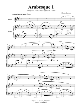 Book cover for Debussy: Arabesque 1 for Violin & Piano