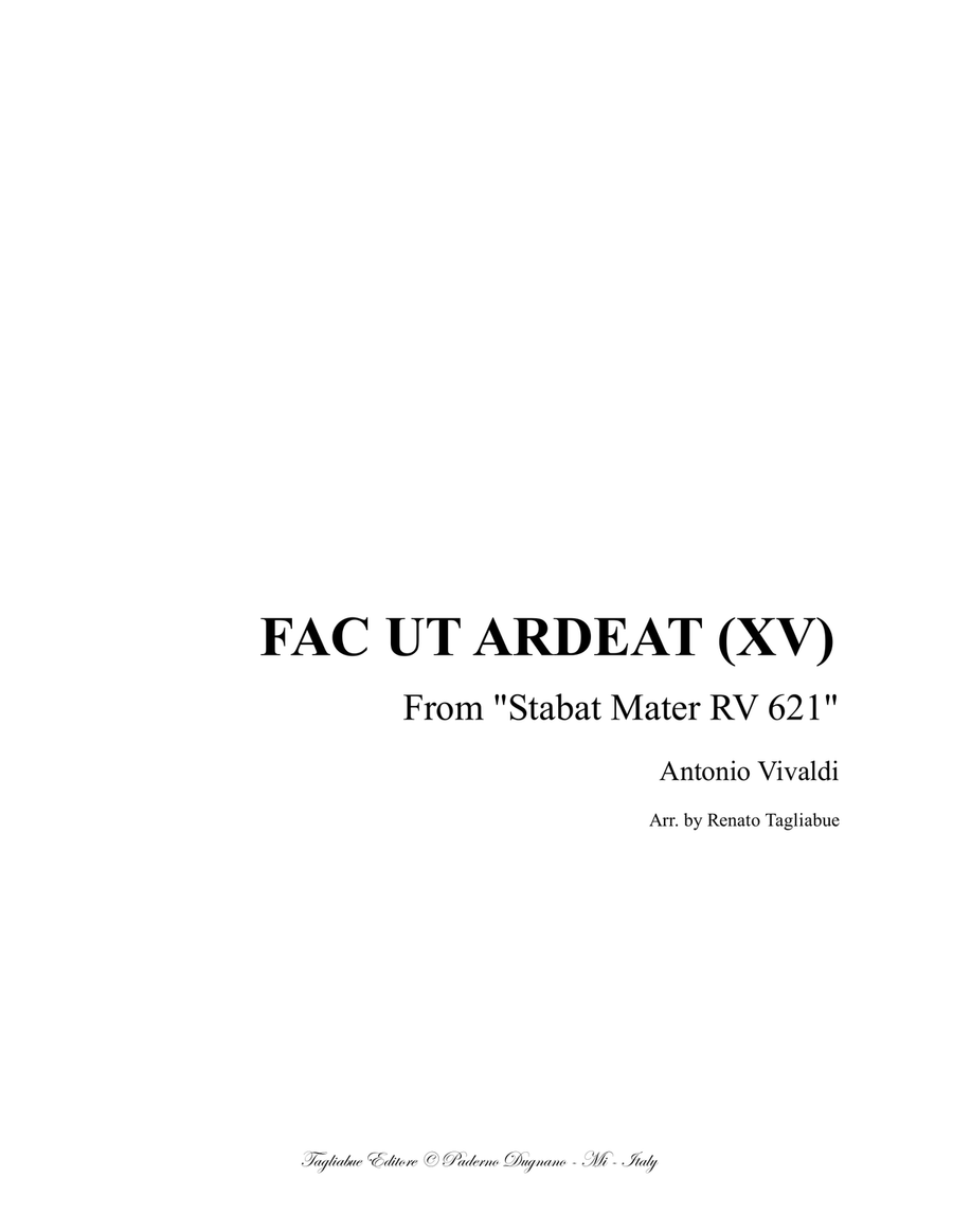 FAC UT ARDEAT (XV) - (From Stabat Mater- RV 621) - For Alto,and Organ 3 staff Piano, Vocal scores gallery preview page 1