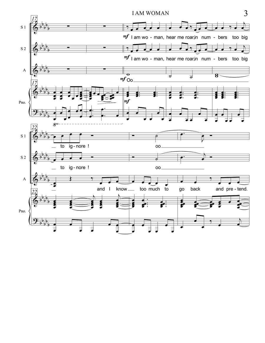 I Am Woman SSA scores gallery preview page 3