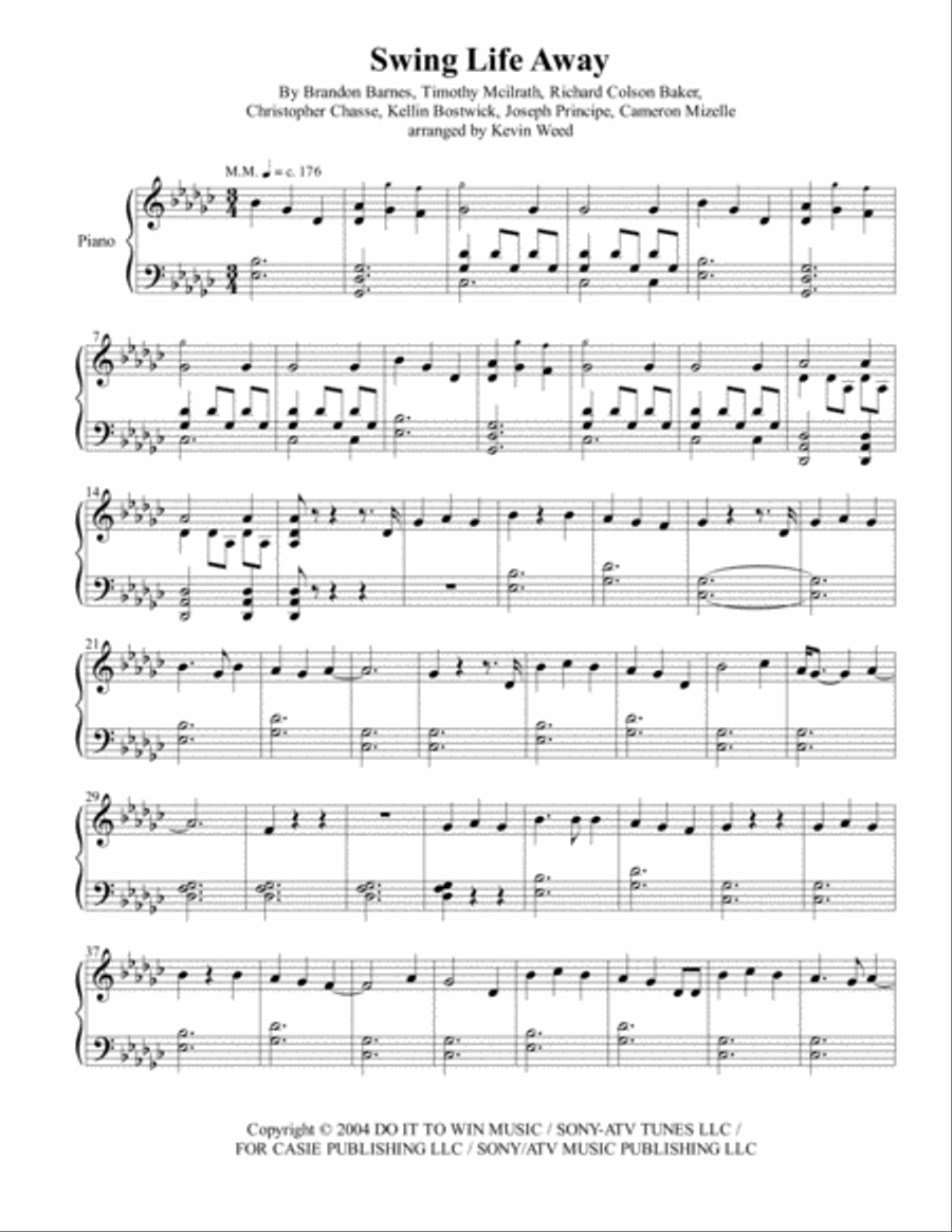 Swing Life Away Piano Solo scores gallery preview page 1