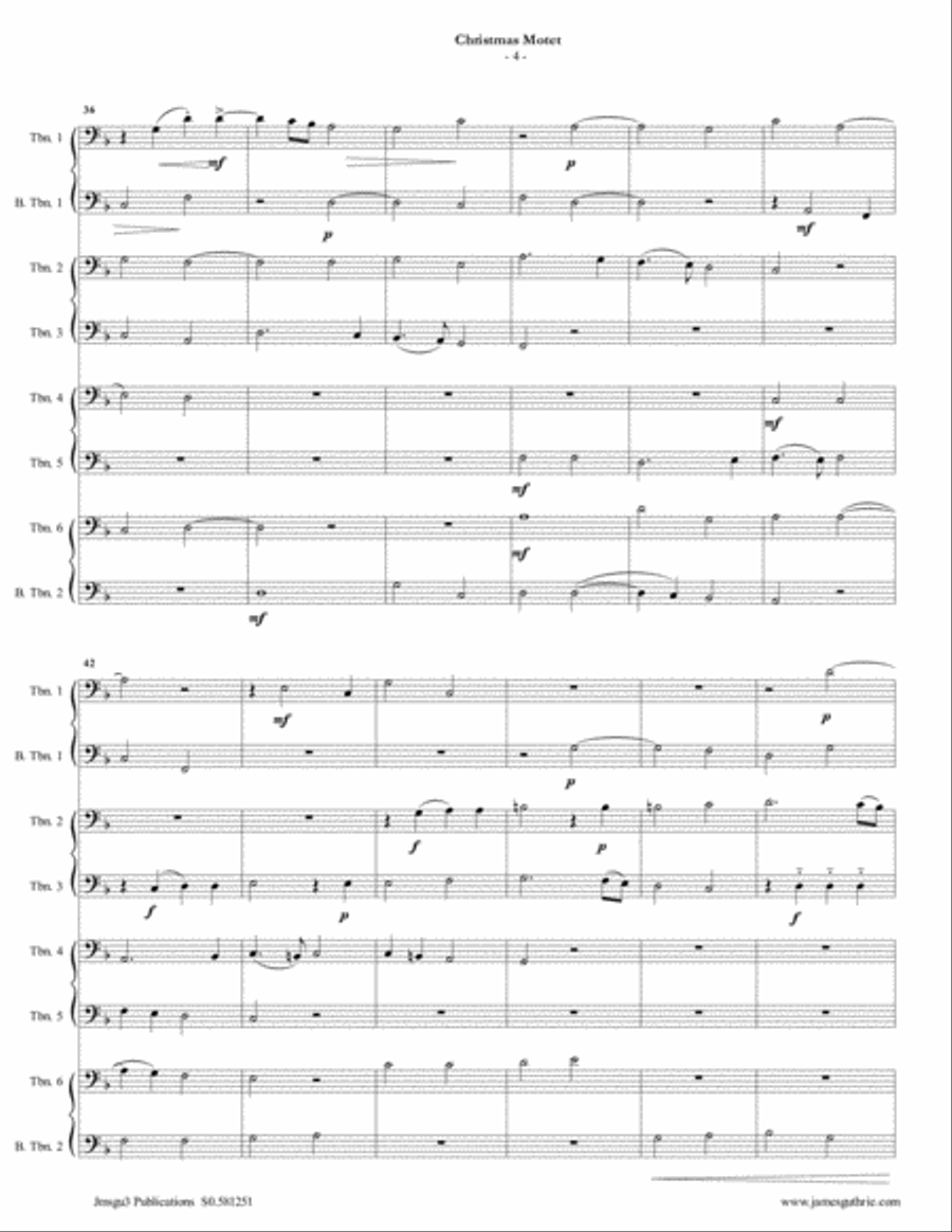 Mouton: Christmas Motet for Trombone Choir Brass Ensemble scores gallery preview page 4