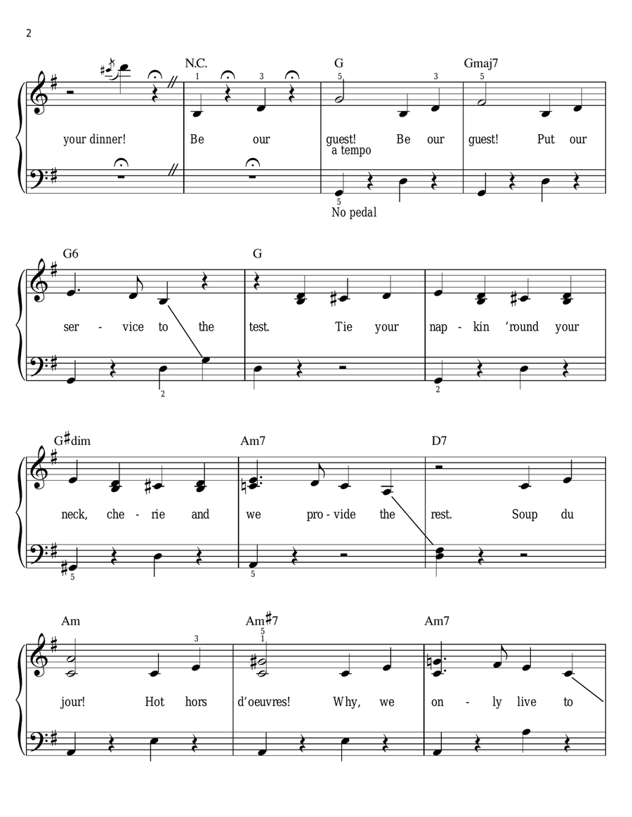 Be Our Guest (from Beauty And The Beast) Easy Piano scores gallery preview page 2
