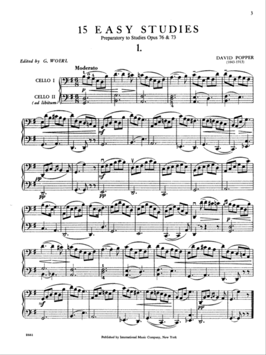15 Easy Studies (1St Pos.) (Preparatory To Opus 73 & 76) (With 2Nd Cello Ad Lib.) Cello Solo scores gallery preview page 2