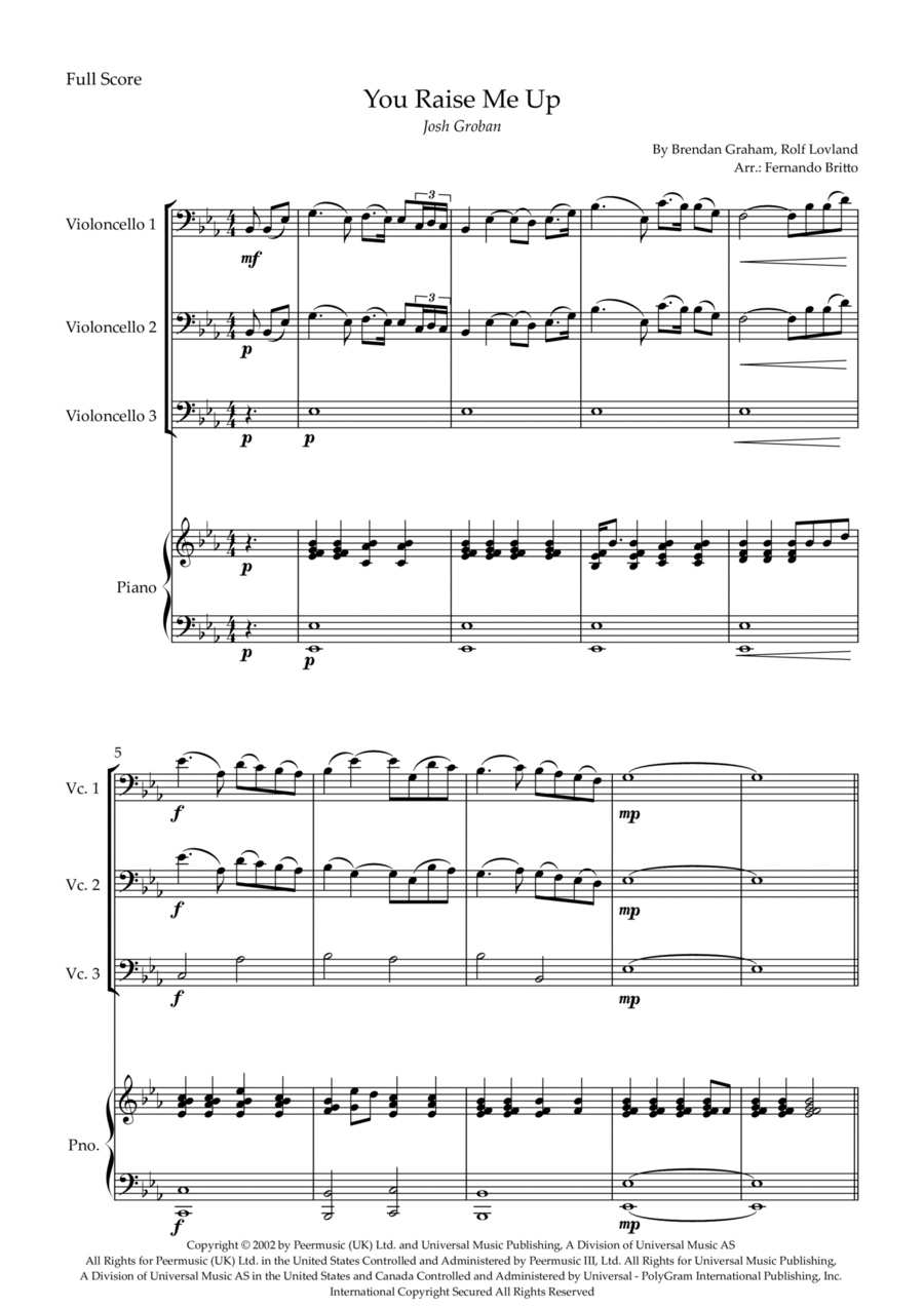 You Raise Me Up You Raise Me Up Piano Quartet scores gallery preview page 1