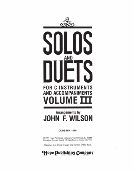Solos & Duets for C Instruments, Vol.III-Digital Download image number null